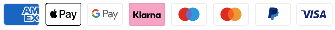 Akzeptierte Zahlungsmethoden: American Express, Apple Pay, Google Pay, Klarna, Maestro, Mastercard, PayPal, Visa